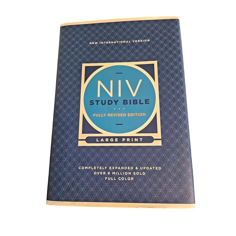Zondervan NIV Study Bible Large Print Blue Hardcover Fully Revised Edition